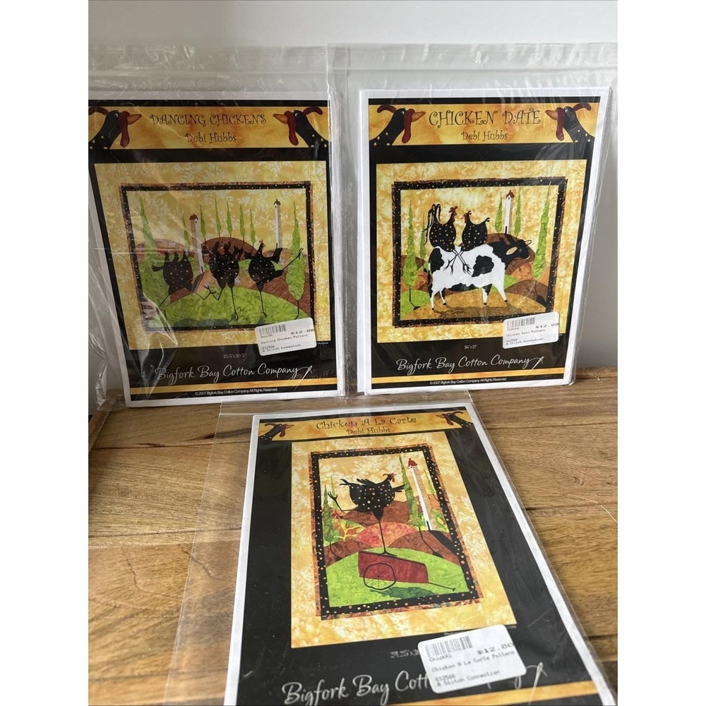 Bigfork Bay Debi Hubbs Chicken Set Of 3 Quilt Patterns - All New Never Used